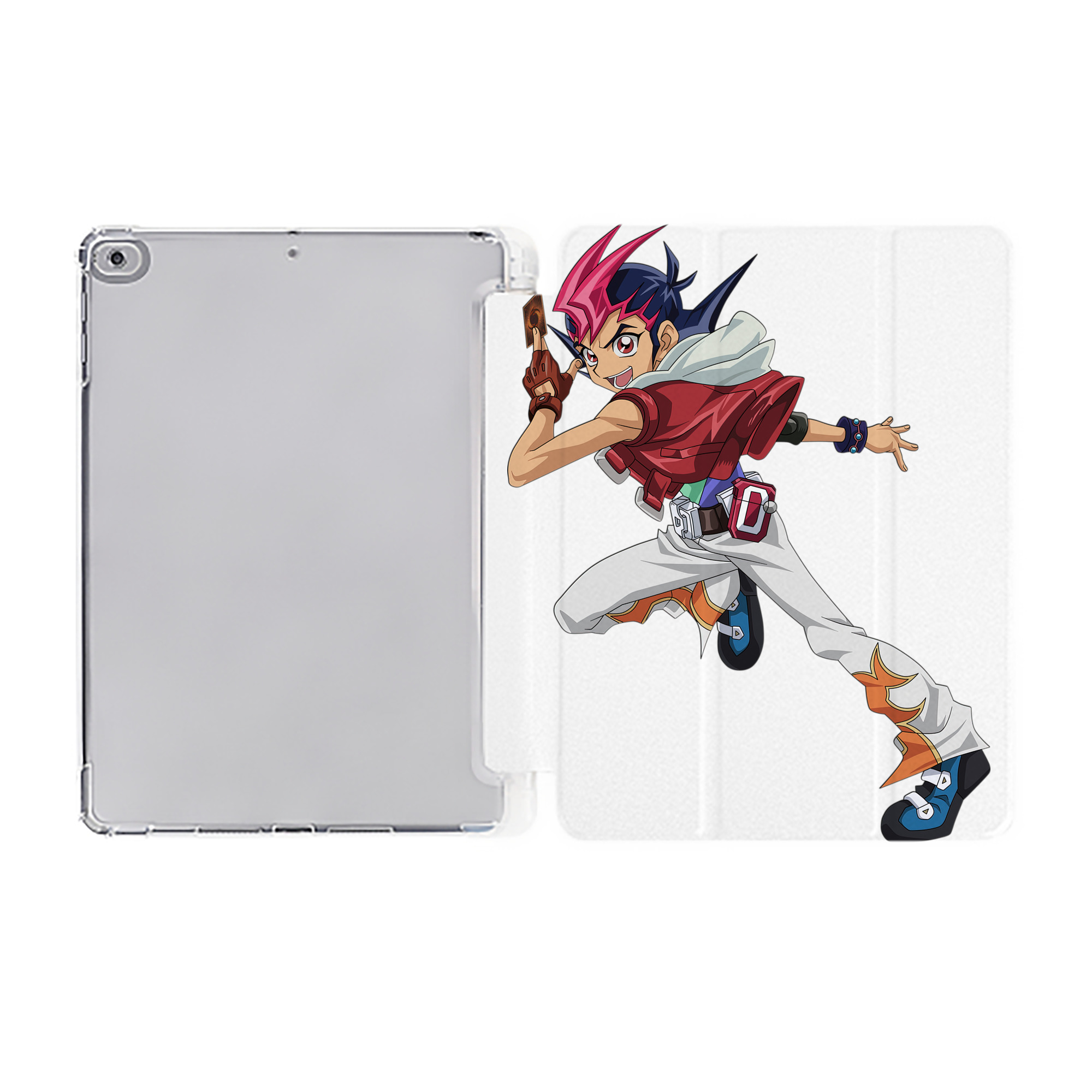 （画像用） 遊☆戯☆王 Yu-Gi-Oh! IPad ケース ペン収納付き 三つ折りスタンド PUレザー×シリコン 対応機種9.5/10.5/10.9インチ